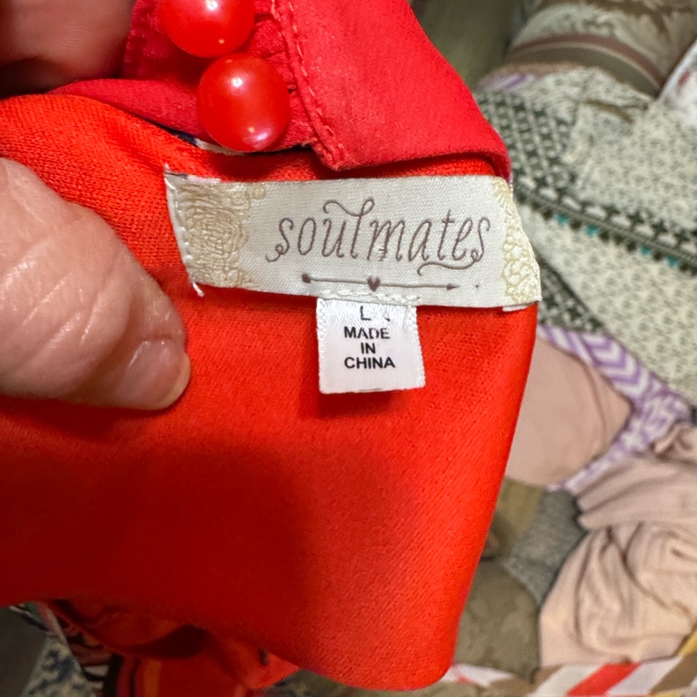 Soulmates Red and Navy Patterned Mini Dress - Picture 2 of 4
